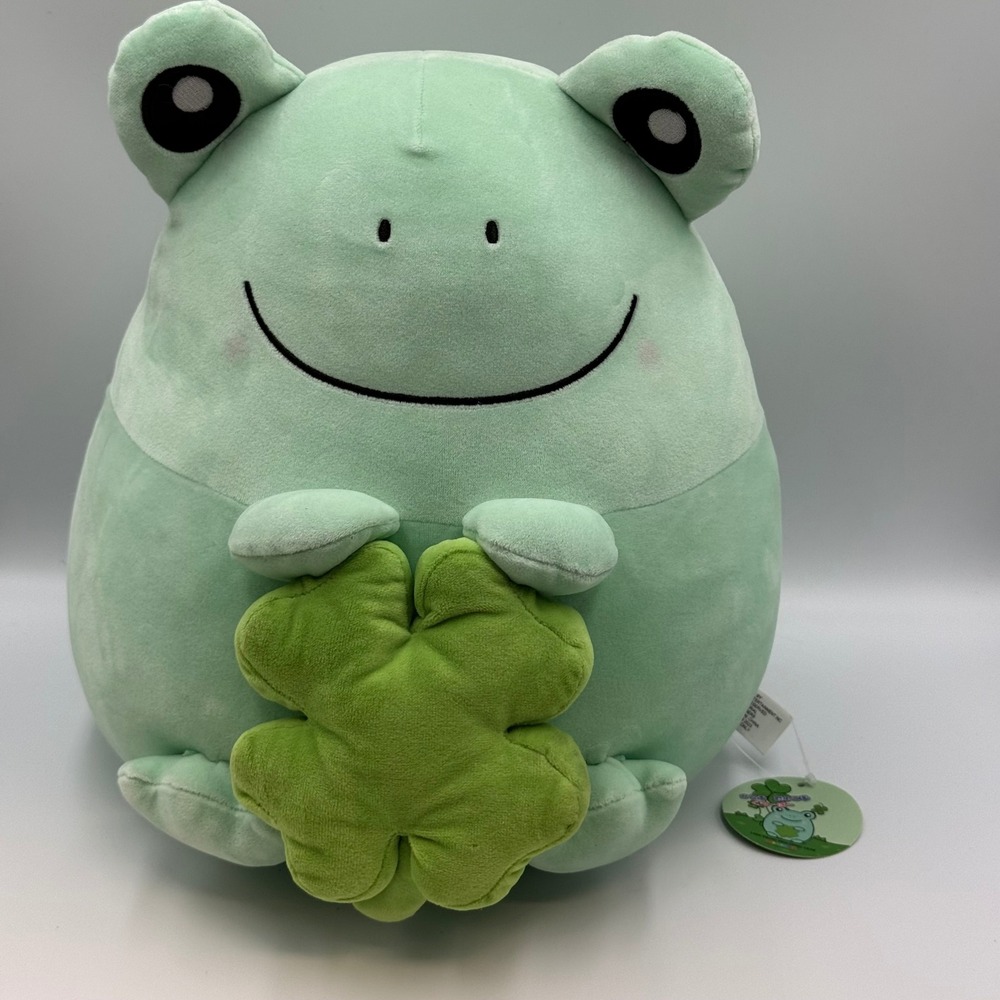 Takashoji Mint Green Frog Plush 10" 4 Leaf Clover Stuffed Animal NWT‎